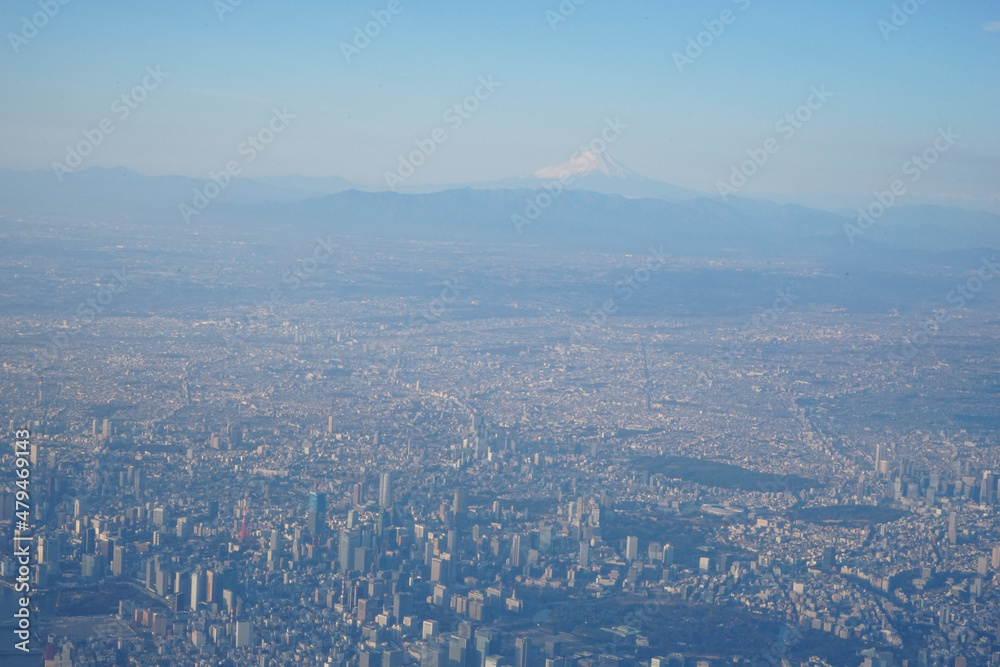 日本 東京 飛行機からの景色