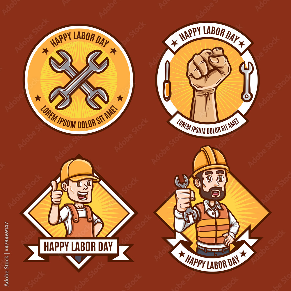 greeting happy labor day badge set collection