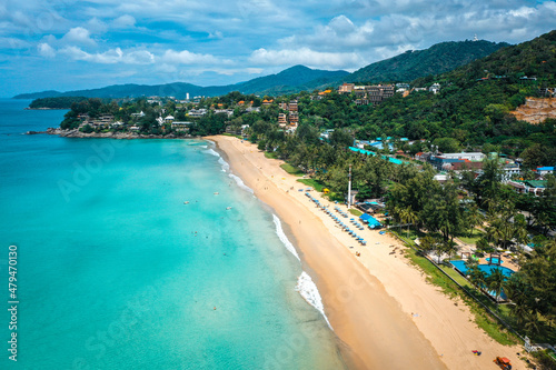 Aerial view of Kata and Kata Noi beach in Phuket province, in Thailand