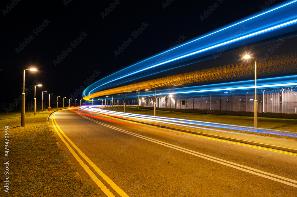 Light trails of traffic at night