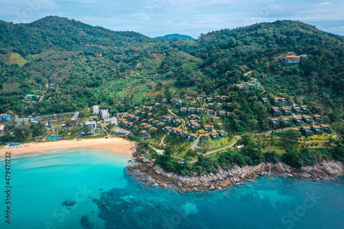 Aerial view of Kata and Kata Noi beach in Phuket province, in Thailand