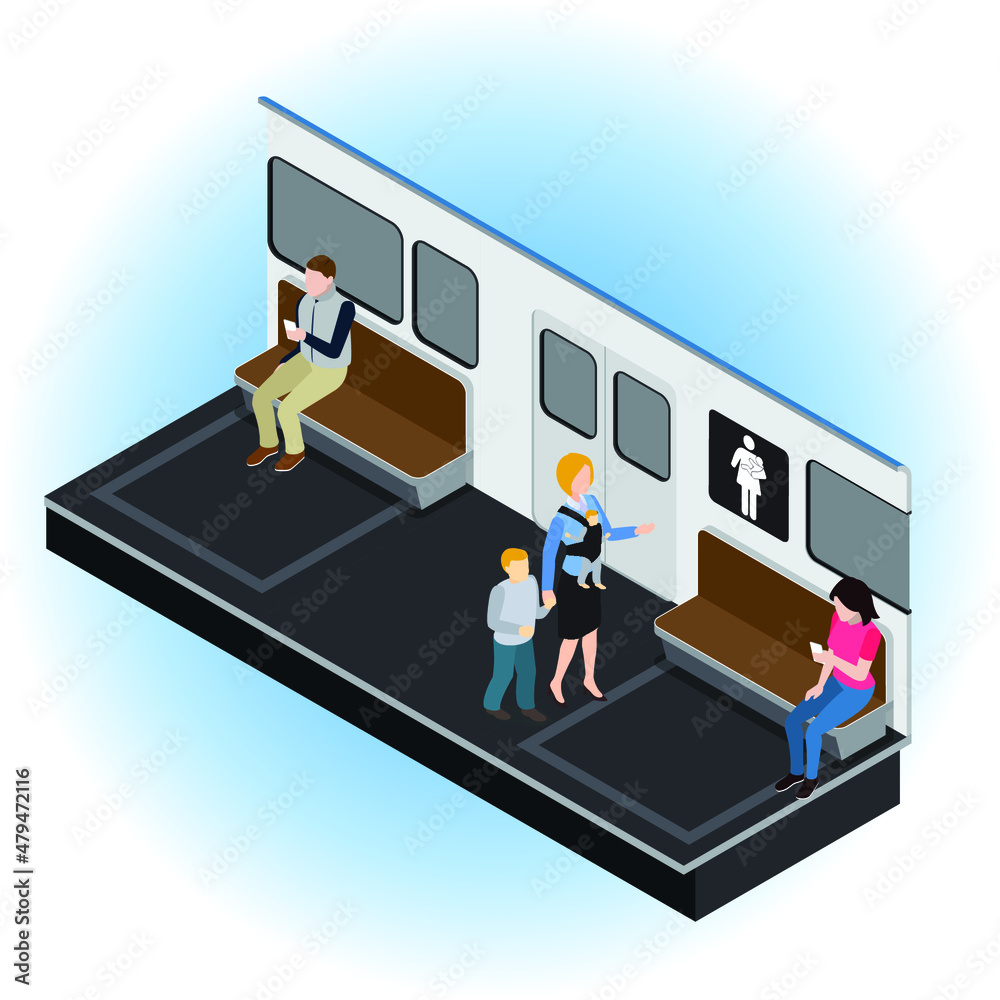 Priority seat in a public transport for elderly people isometric 3d isometric 3d vector concept for banner, website, illustration, landing page, flyer, etc. Priority seat in a public transport for elderly people isometric 3d isometric 3d vector concept for banner, website, illustration, landing page, flyer, etc.