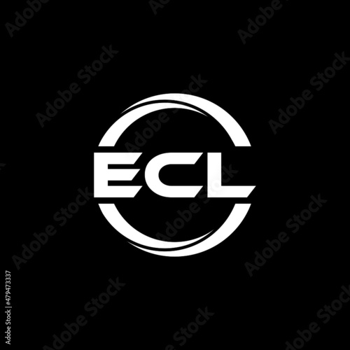 ECL letter logo design with black background in illustrator, vector logo modern alphabet font overlap style. calligraphy designs for logo, Poster, Invitation, etc.	