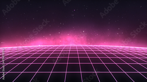 Terrain and Grid 80s Retro Style Background 4K