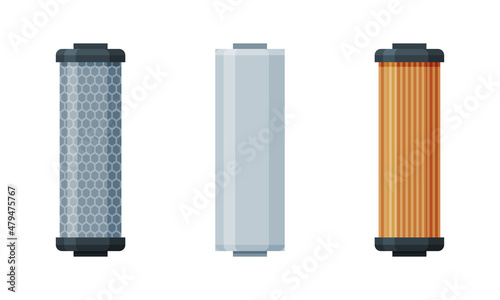 Water Filter Cartridge with Fine Physical Barrier for Lowering Contamination of Drinking Water Vector Set