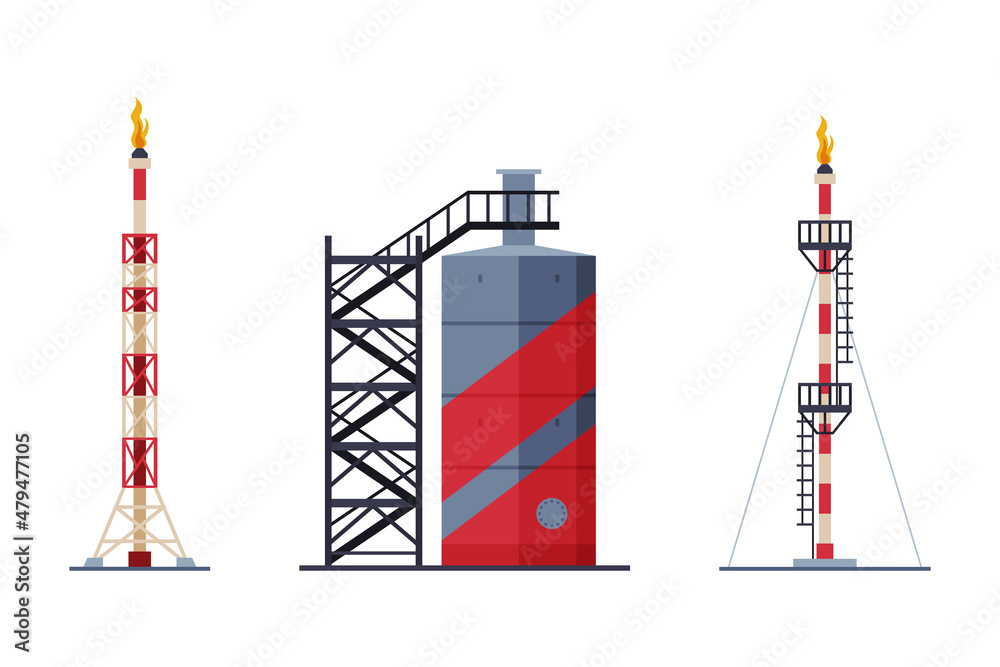 Gas Flare or Flare Stack as Gas Combustion Device at Petroleum Refinery ...