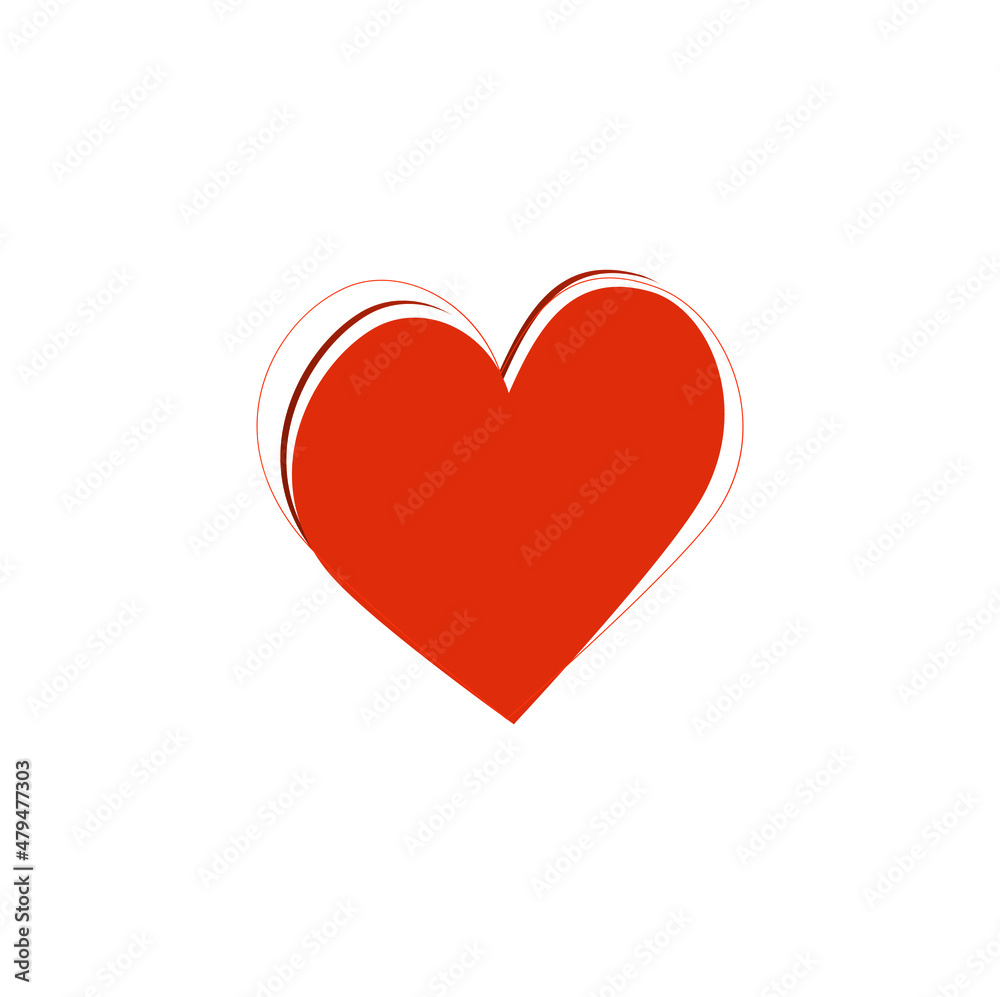 Valentine's day symbol, a beautiful drawing of a heart sign isolated on a white background