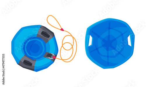 Inner Tube and Snow Saucer for Sliding Downhill and Outdoor Slope Mountain Ride Vector Set