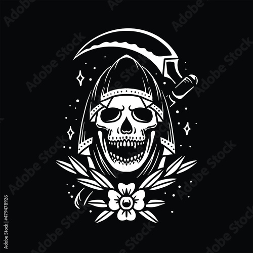 skull grim tattoo vector design
