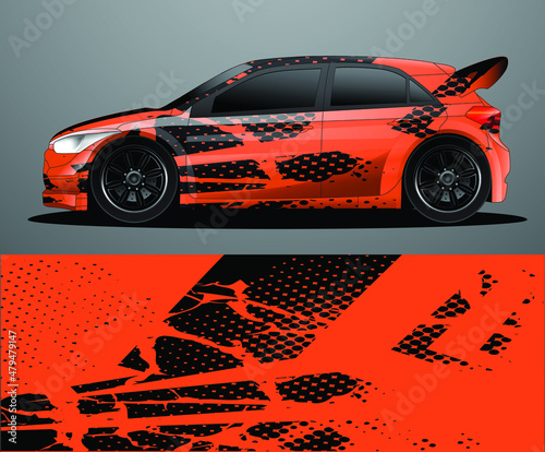 Rally car decal graphic wrap vector, abstract background