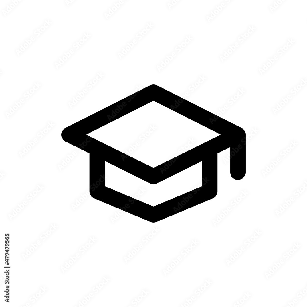 Graduation hat cap, line web or mobile interface vector icon Graduation hat cap, line web or mobile interface vector icon