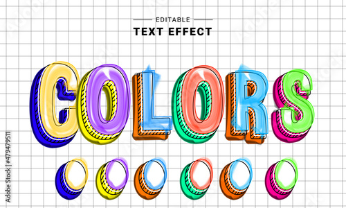 Editable text style effect - Doodle text style theme. School sketch.Text effect. Graphic style