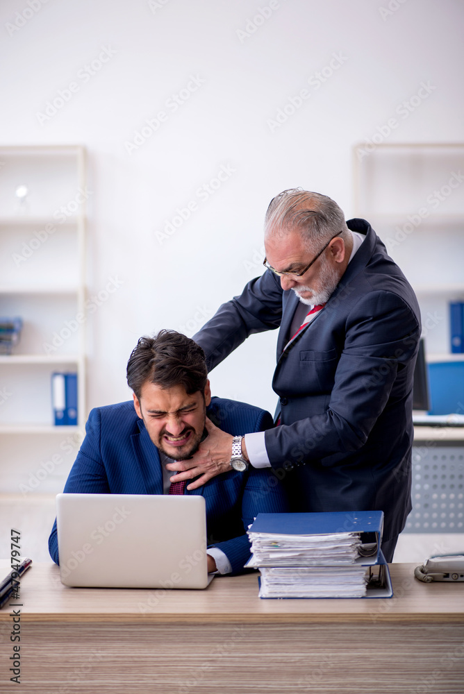 Obraz premium Two male colleagues working in the office