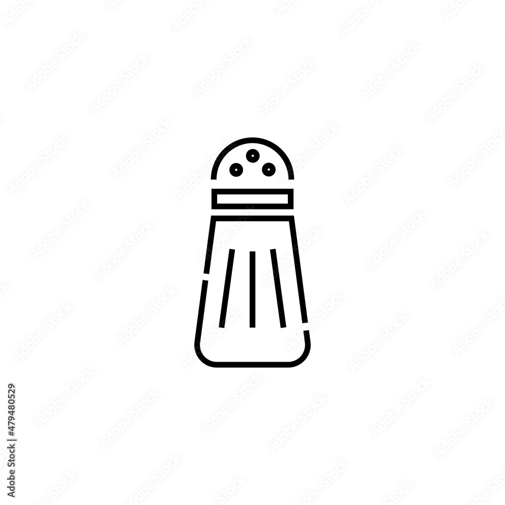 Household and daily routine concept. Single outline monochrome sign in flat style. Editable stroke. Line icon of salt shaker or pepper shaker Household and daily routine concept. Single outline monochrome sign in flat style. Editable stroke. Line icon of salt shaker or pepper shaker