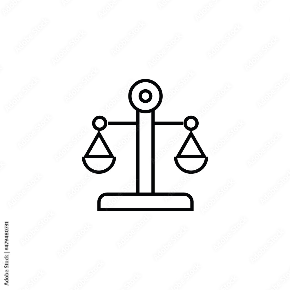 Household and daily routine concept. Single outline monochrome sign in flat style. Editable stroke. Line icon of scales Household and daily routine concept. Single outline monochrome sign in flat style. Editable stroke. Line icon of scales