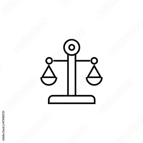 Household and daily routine concept. Single outline monochrome sign in flat style. Editable stroke. Line icon of scales