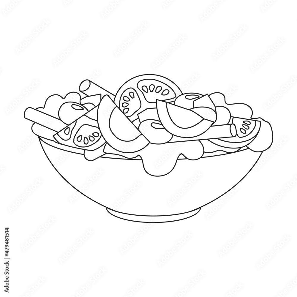 Fototapeta premium Vegetable salad vector icon.Outline vector icon isolated on white background vegetable salad.