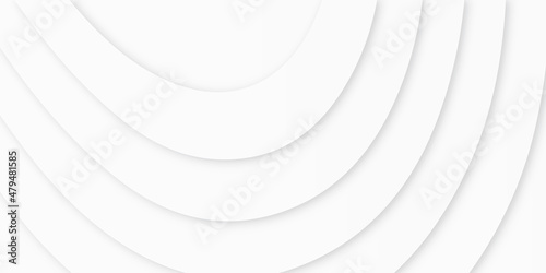 Abstract papercut and multi layer cutout geometric pattern on vector, Abstract soft white background with waves, 3d rendering. Simple white circle paper layer art wall background.