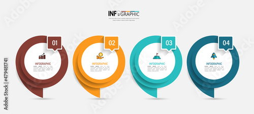 Four steps business infographics template vector.