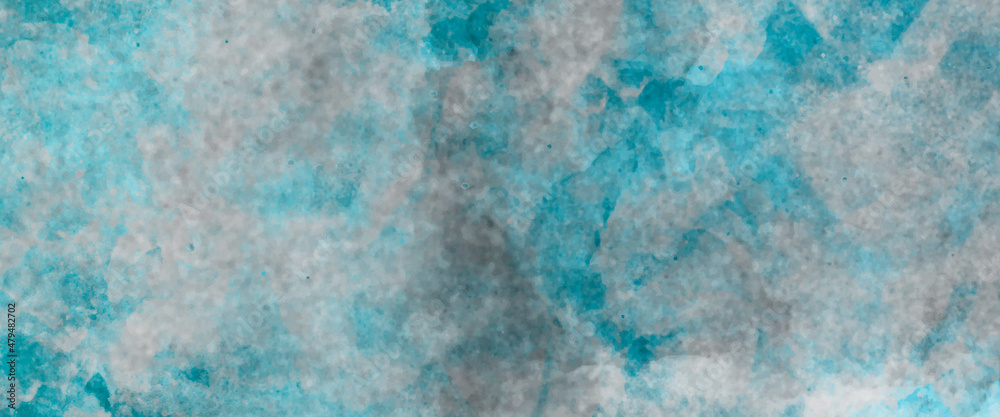 abstract watercolor greenish blue sky and clouds effect painting pattern and grunge brushed gradient texture. Green blue watercolor background texture in light pastel colors design. 
