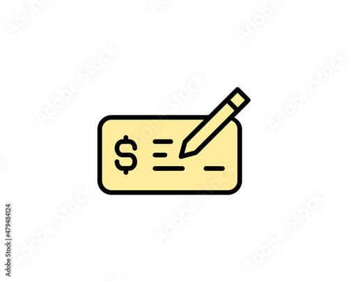 Cheque line icon. Vector symbol in trendy flat style on white background. Commerce sing for design.