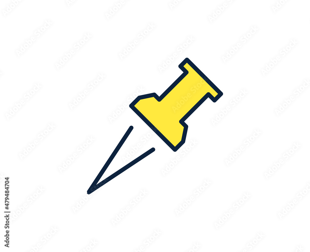 Push pin line icon. Vector symbol in trendy flat style on white background. Office sing for design. Push pin line icon. Vector symbol in trendy flat style on white background. Office sing for design.