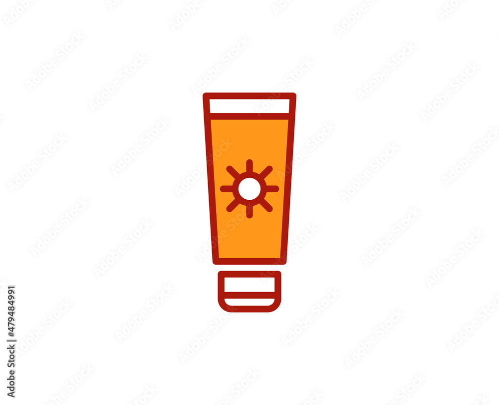 Sunscreen line icon. Vector symbol in trendy flat style on white background. Travel sing for design. Sunscreen line icon. Vector symbol in trendy flat style on white background. Travel sing for design.