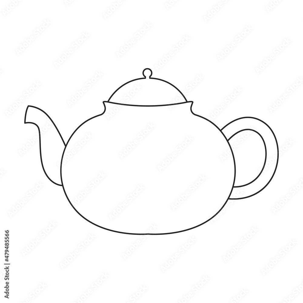 Fototapeta premium Teapot vector icon.Outline vector icon isolated on white background teapot.
