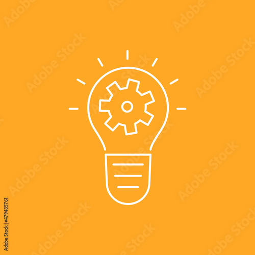 Artificial intelligence and machine learning line icon. Bulb, idea. Simple thin outline pictogram. AI concept. Innovative robotic technology element. Cpu,cloud. Editable stroke vector illustration