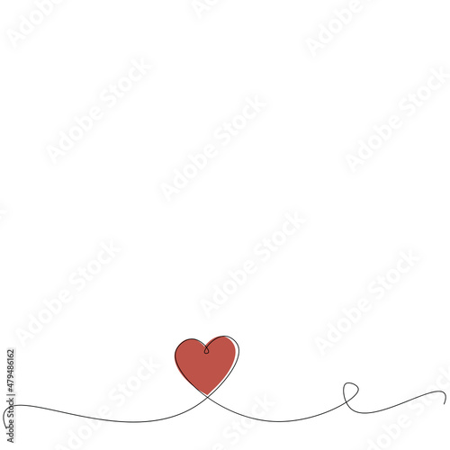 Love heart vector, continuous one line drawing. Vector illustration