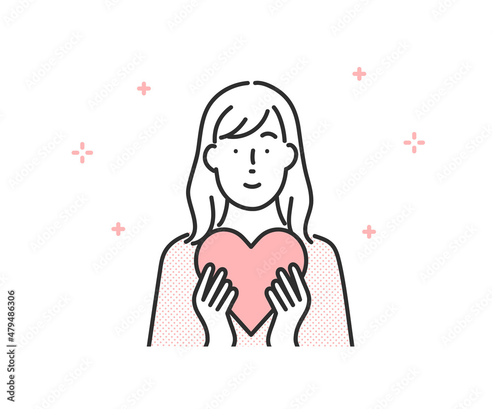 ハートを手に持つ女性のイメージイラスト素材 Stock Vector Adobe Stock