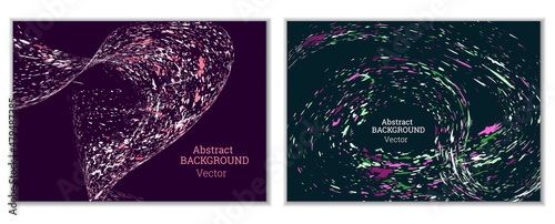 Multicolored paint splashes, smears, dust particles and debris are carried by the wind. A set of two templates. Design template for the design of banners, posters, booklets, covers, magazines. EPS 10