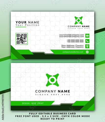 Simple green business card vector design template