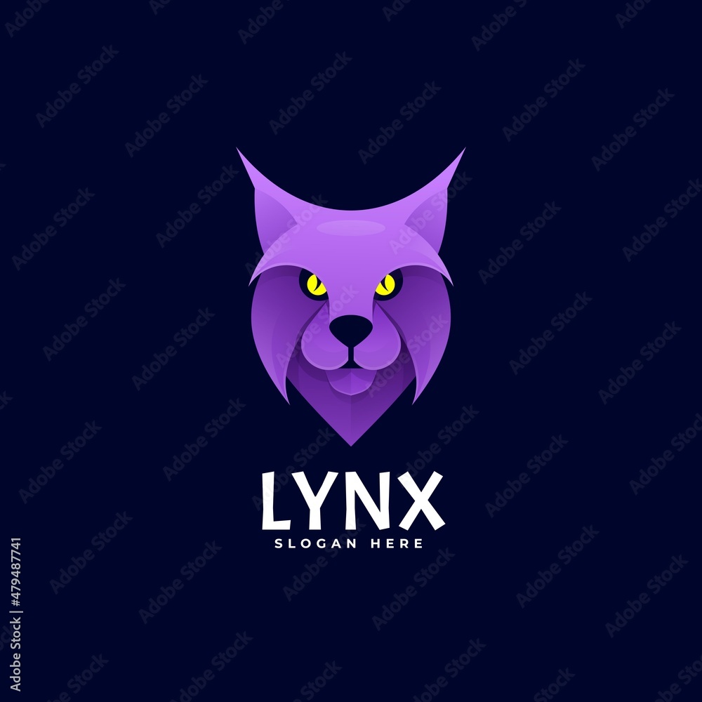Vector Logo Illustration Lynx Gradient Colorful Style.