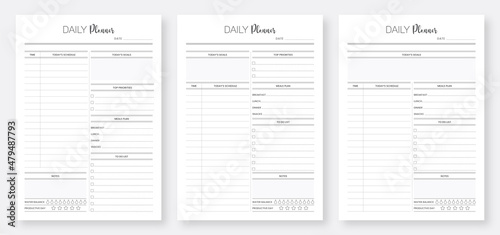 Daily Planner Template Set. Daily Planner Printable Template. Modern planner template set. Set of Daily Planner Template Printable Layout.