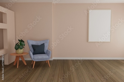 picture frame concept. empty room interior 3d rendering
