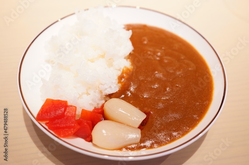 Japanese Food, Spicy Curry - 日本料理 カレーライス 福神漬け らっきょう