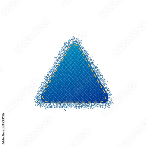 Triangle delta denim shape template, realistic vector illustration isolated.