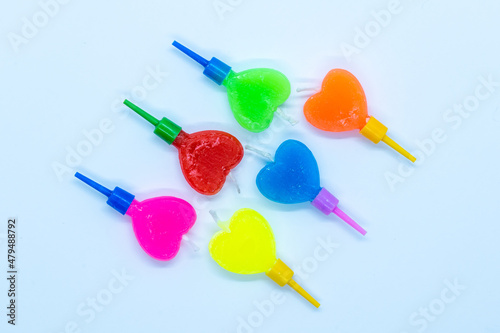 Real colorful heart shaped candles