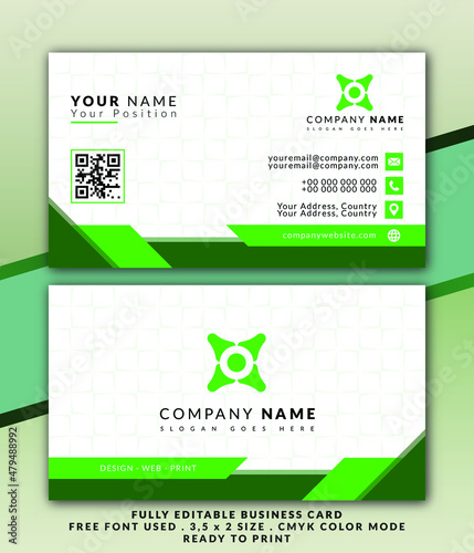 Simple green business card vector design template