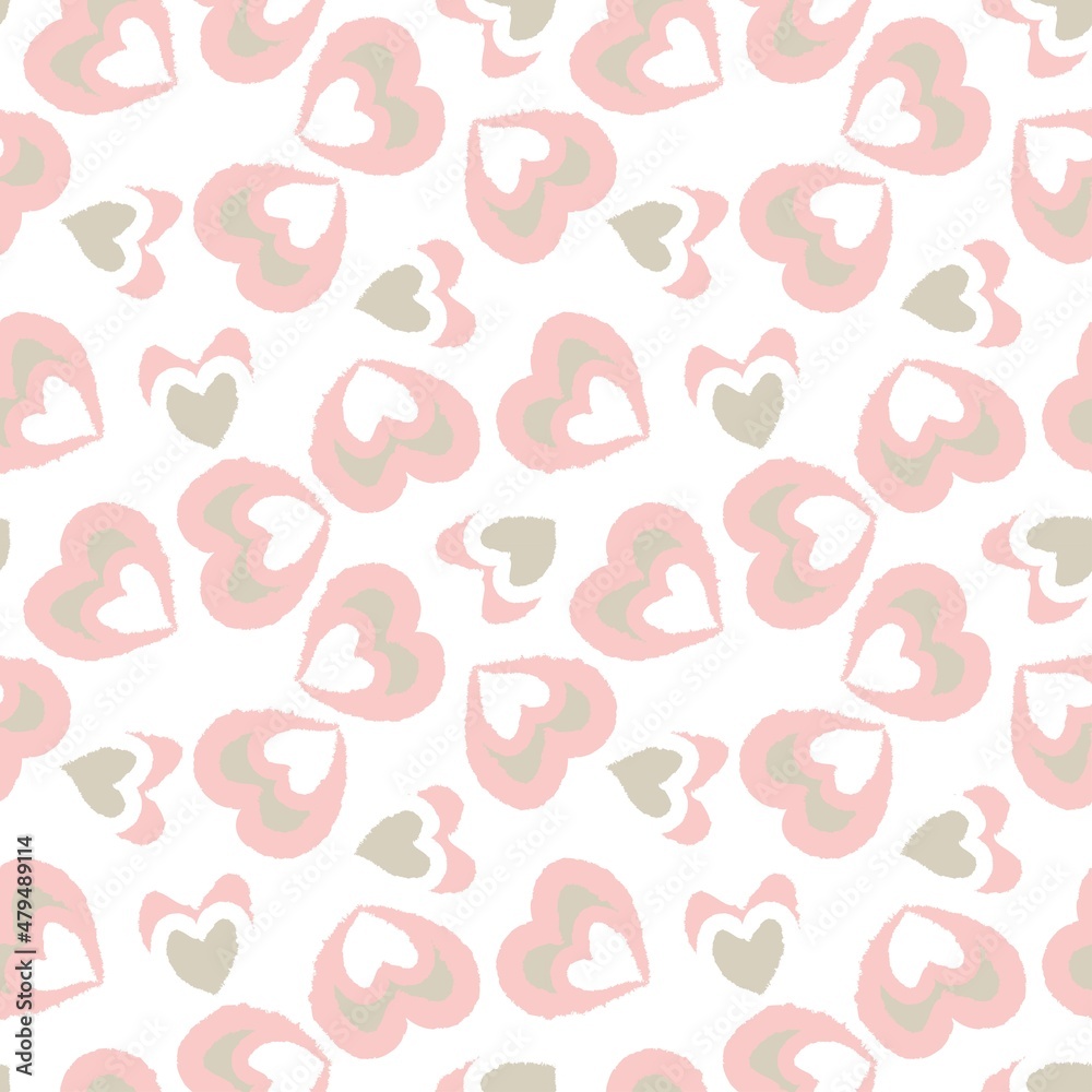 Heart shaped brush stroke seamless pattern design Heart shaped brush stroke seamless pattern design