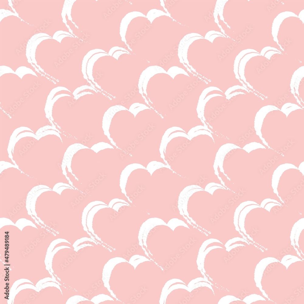 Heart shaped brush stroke seamless pattern design