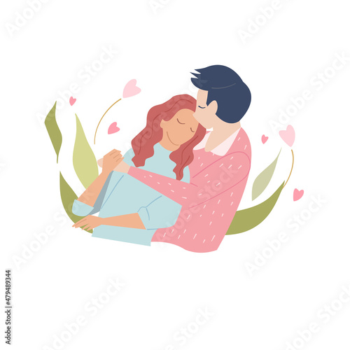 Couple in love, cartoon vector illustration for valentine's day concept. 