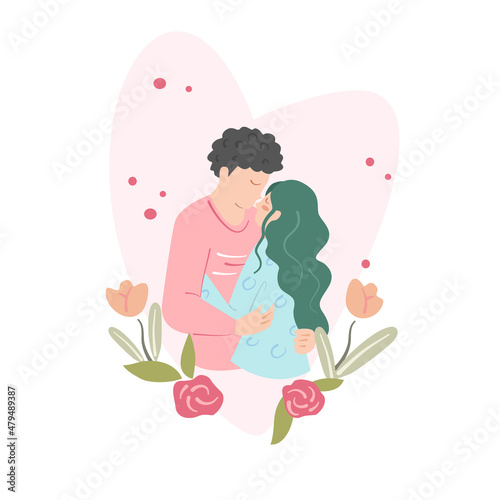 Couple in love, cartoon vector illustration for valentine's day concept.	