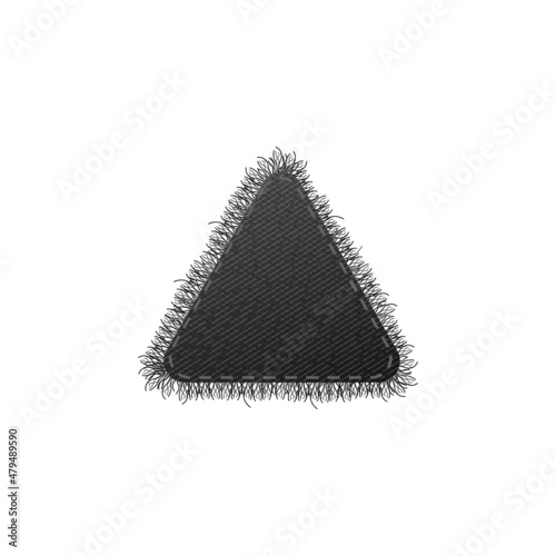 Triangle black denim patch template, realistic vector illustration isolated.