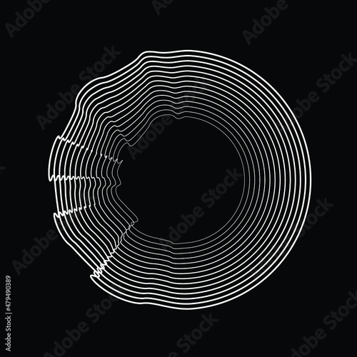 Abstract flow lines background . From order to chaos .Fluid wavy shape .Striped linear pattern . Music sound wave . Vector illustration