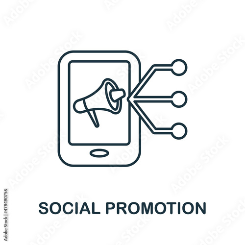 Social Promotion icon. Line element from content marketing collection. Linear Social Promotion icon sign for web design, infographics and more.