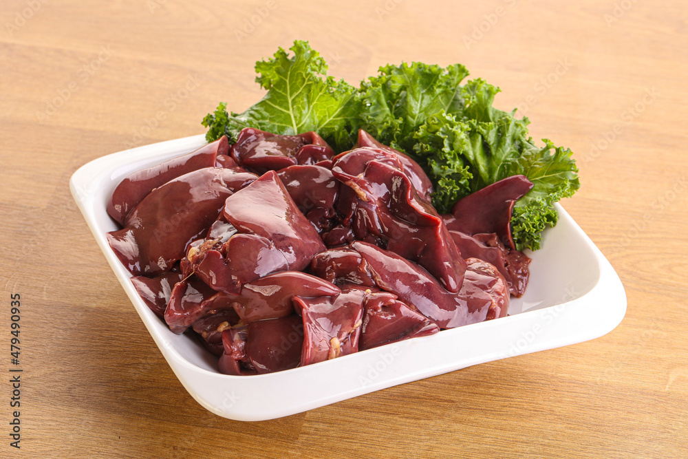 Raw chicken liver in the bowl Raw chicken liver in the bowl