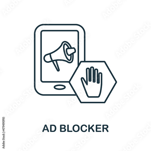 Ad Blocker icon. Line element from content marketing collection. Linear Ad Blocker icon sign for web design, infographics and more.