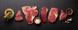 Various raw beef steaks